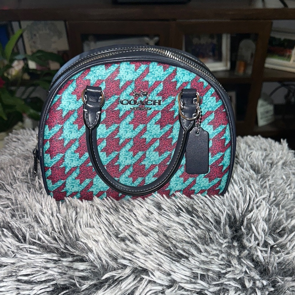 Coach Houndstooth Patterned Women's Bag - Red and Blue
